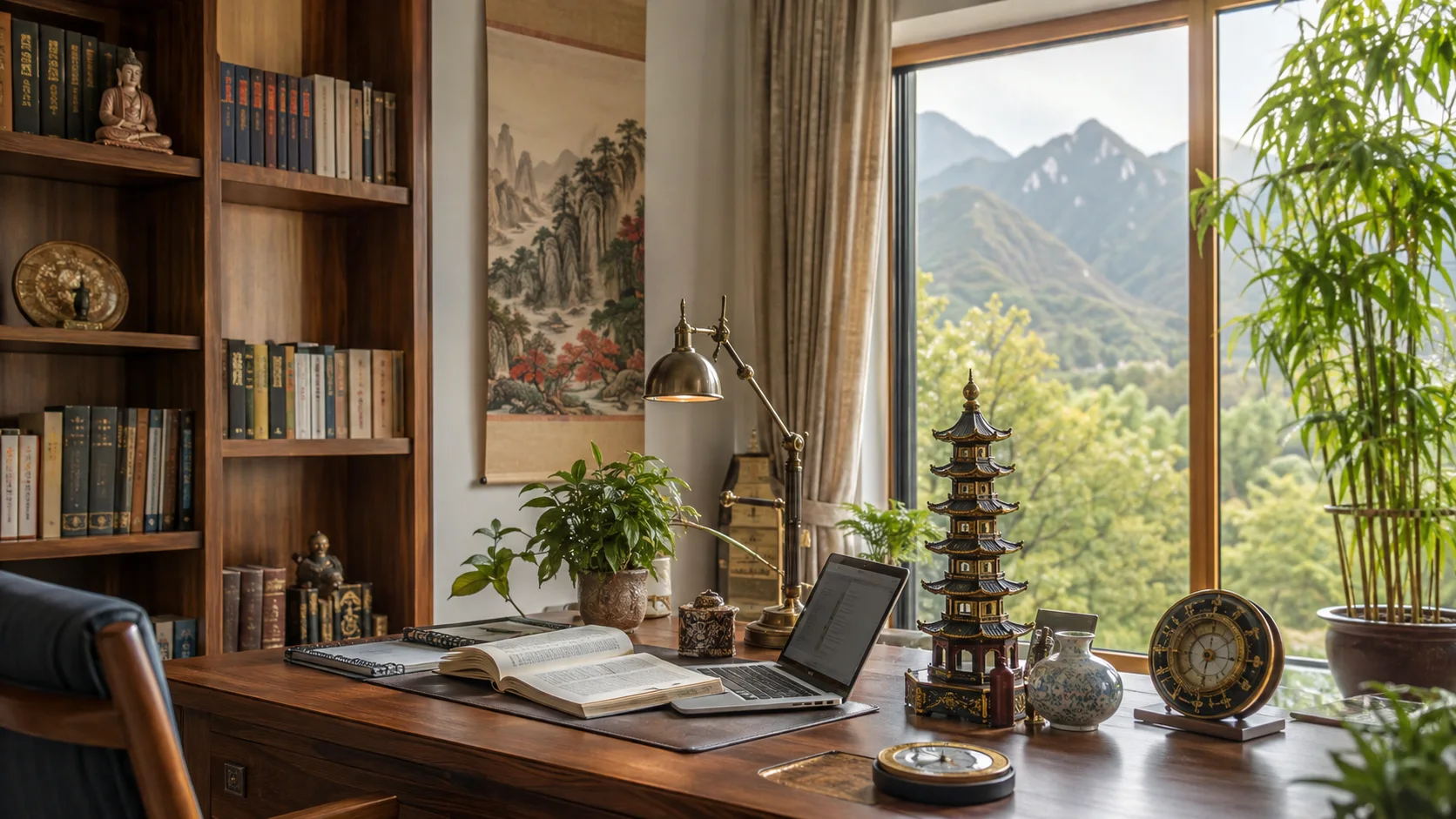 Western study room redesigned with Chinese Feng Shui principles