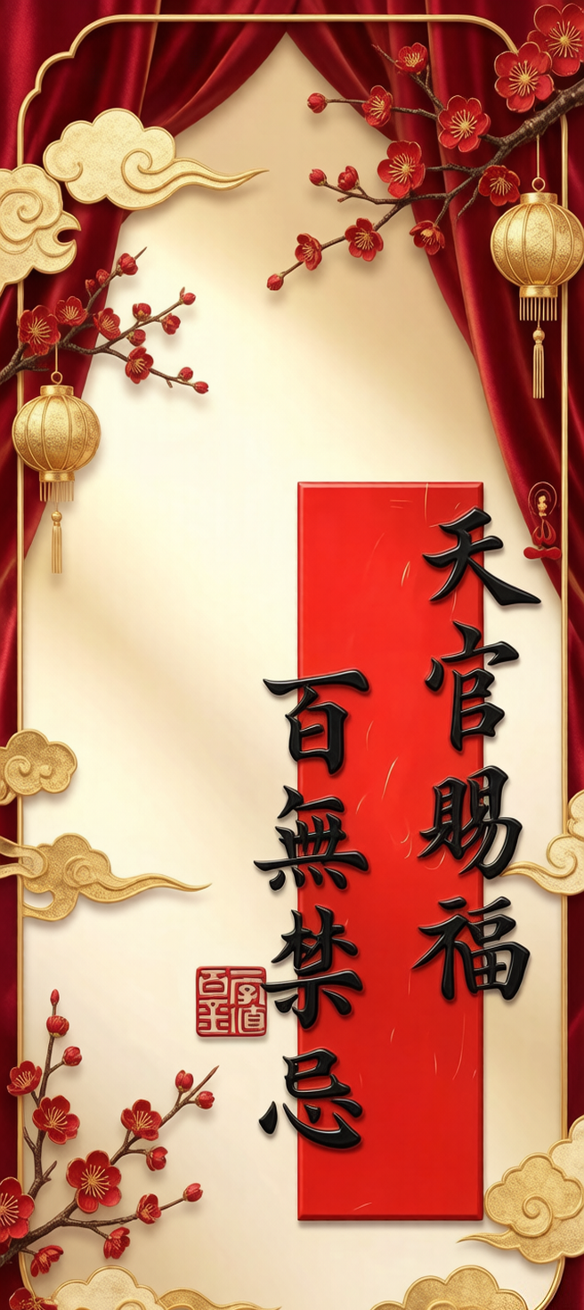 Chinese Heavenly Blessing Good Luck Wallpaper – Blessings from Above