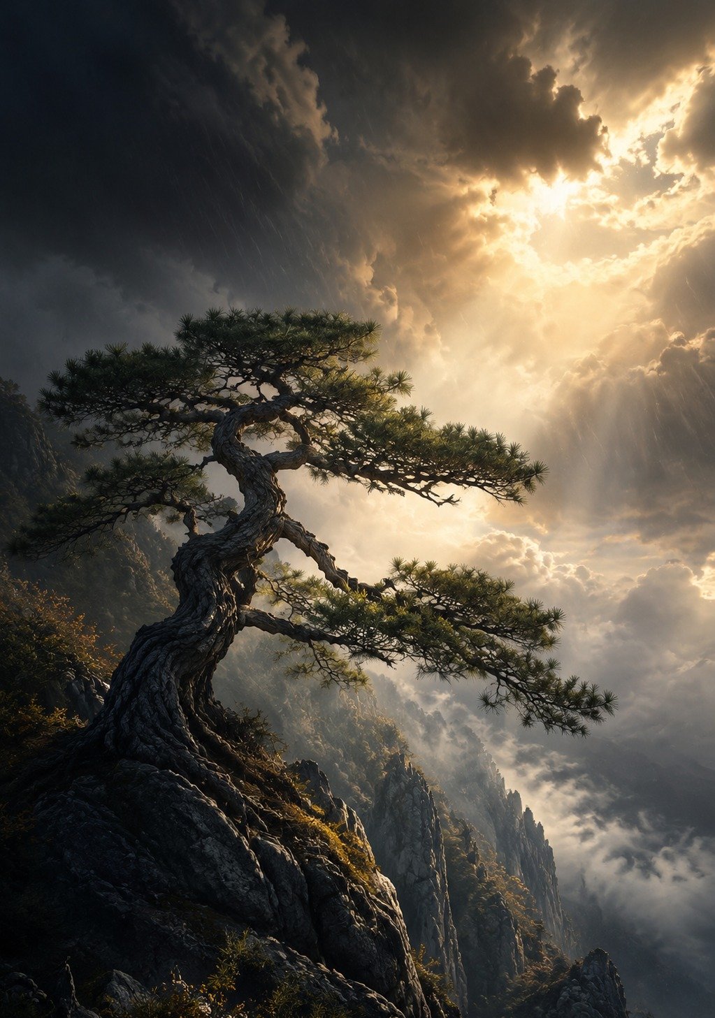 Figure Standing at Mountain Summit Looking Over Sea of Clouds – Achievement Wallpaper