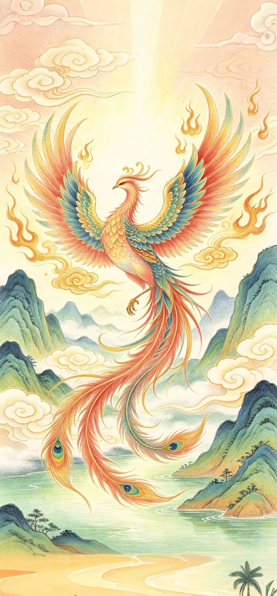Chinese Phoenix Good Luck Wallpaper – Rebirth and Transformation