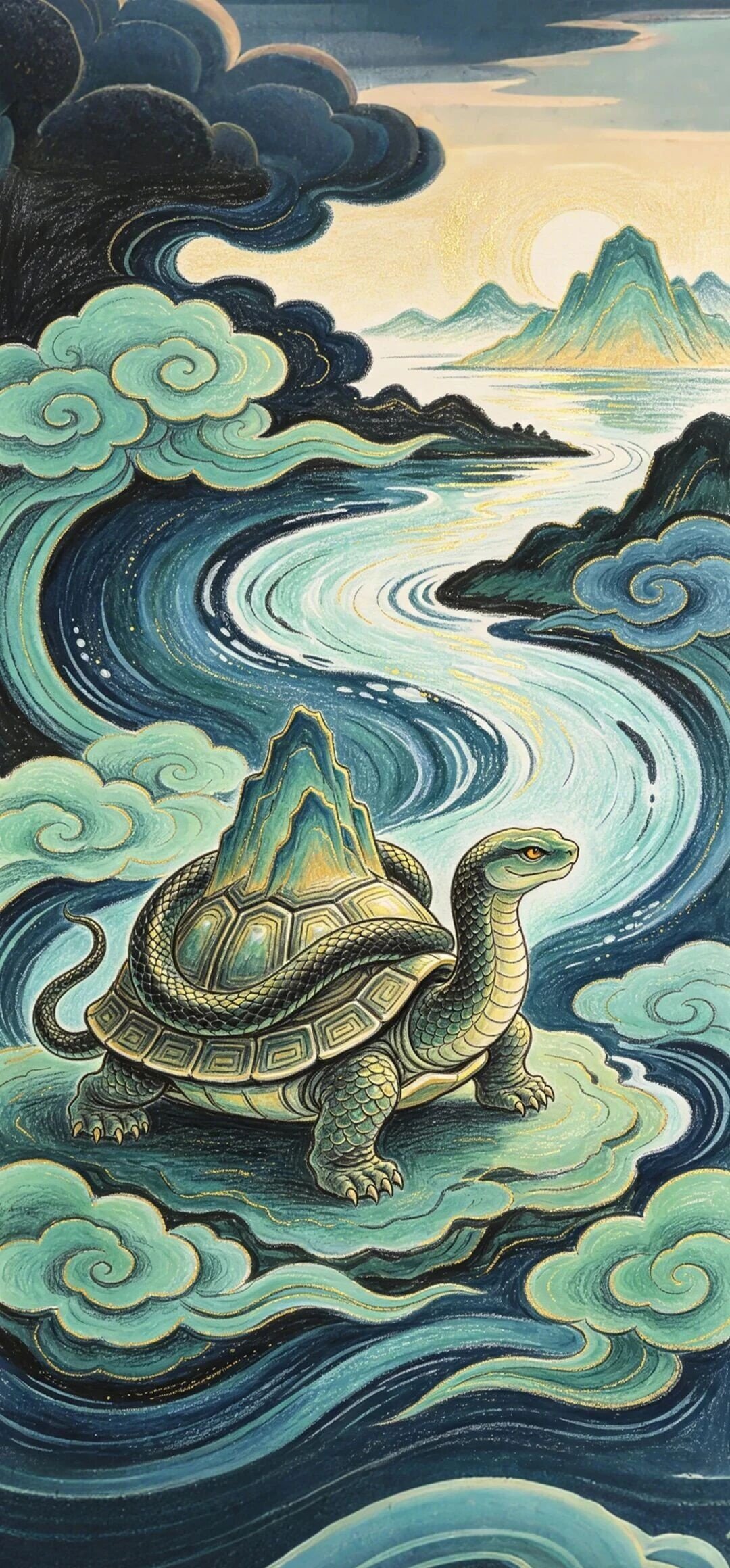 Chinese Black Tortoise Spirit Good Luck Wallpaper – Wisdom and Endurance