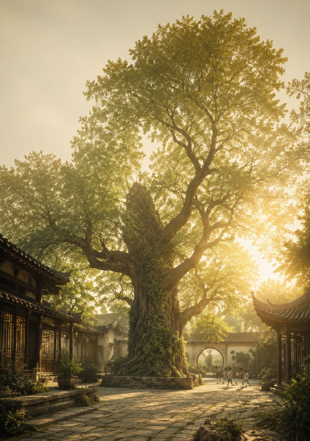 Chinese Family Gathered Around Festival Table with Lanterns – Reunion Celebration Wallpaper
