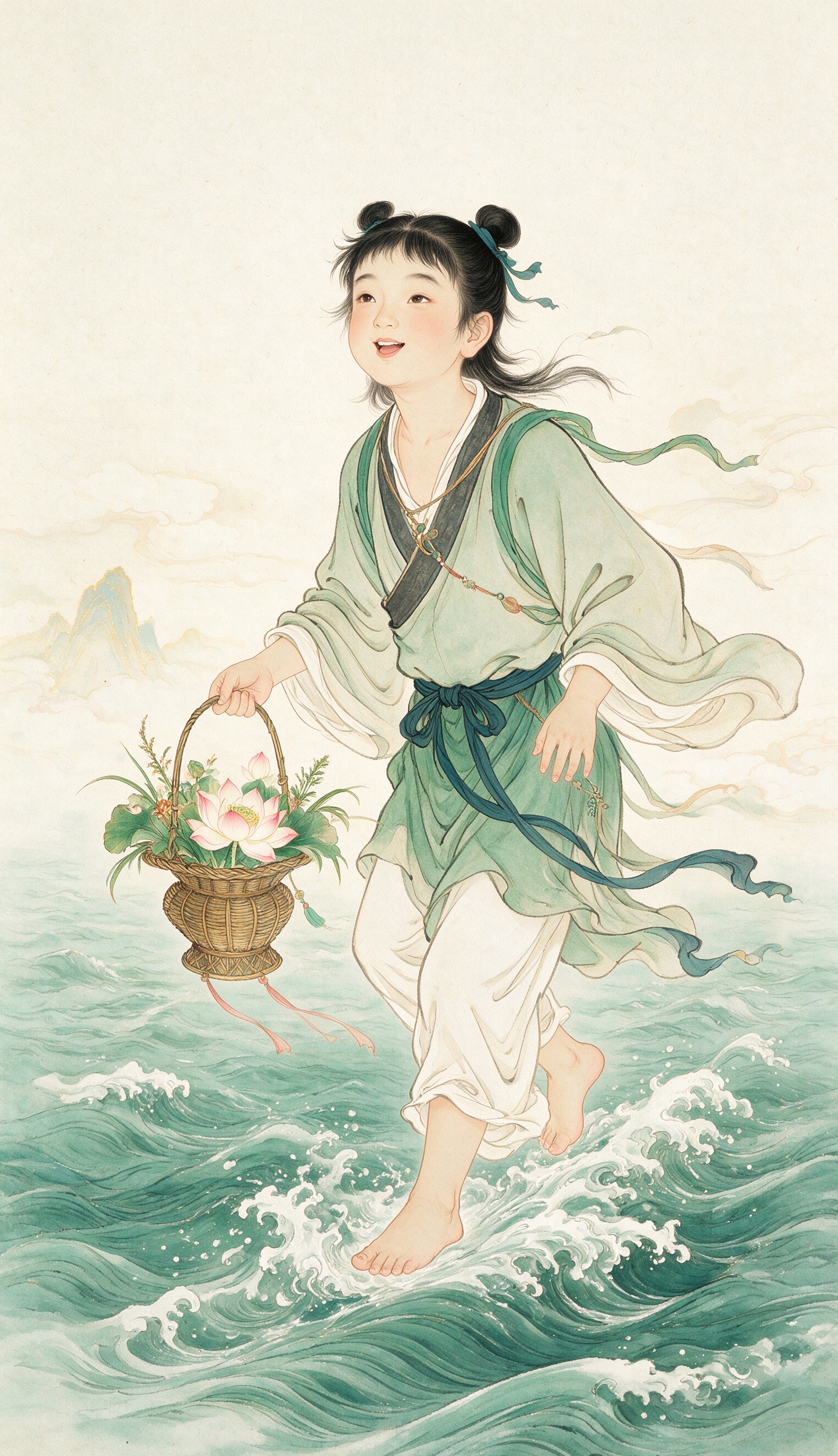 Lan Caihe Eight Immortals Good Luck Wallpaper – Joyful Non-Conformity