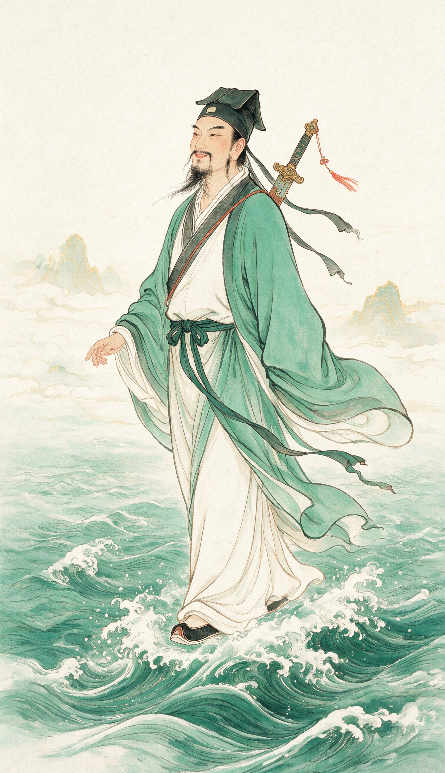 Lü Dongbin Eight Immortals Good Luck Wallpaper – Scholar Who Chose Inner Path