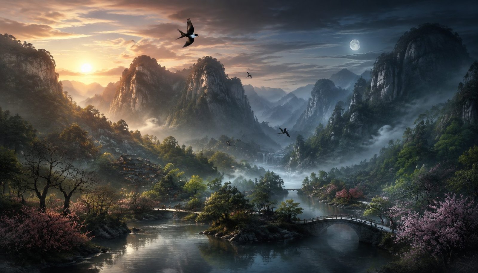 Chinese Spring Landscape in Perfect Balance of Light and Shadow – Spring Equinox Solar Term Wallpaper