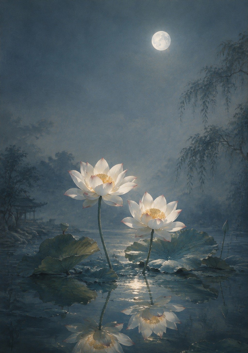 Two Lotus Flowers Growing From Same Root on Tranquil Lake – Love Same Root Wallpaper