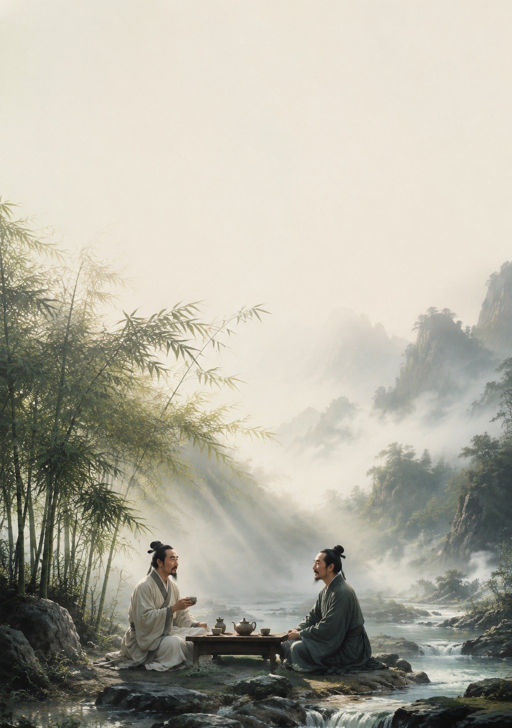 Elder Chinese Master and Young Student Walking Mountain Road Together – Mentorship Wallpaper