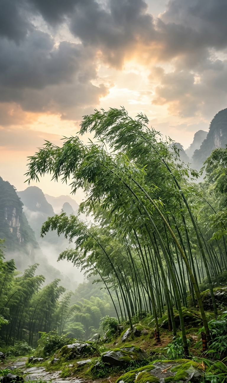 Chinese Bamboo Good Luck Wallpaper – Flexible Strength and Perseverance