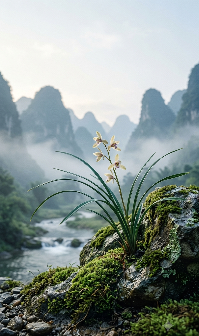 Chinese Orchid Good Luck Wallpaper – Quiet Elegance and Inner Cultivation