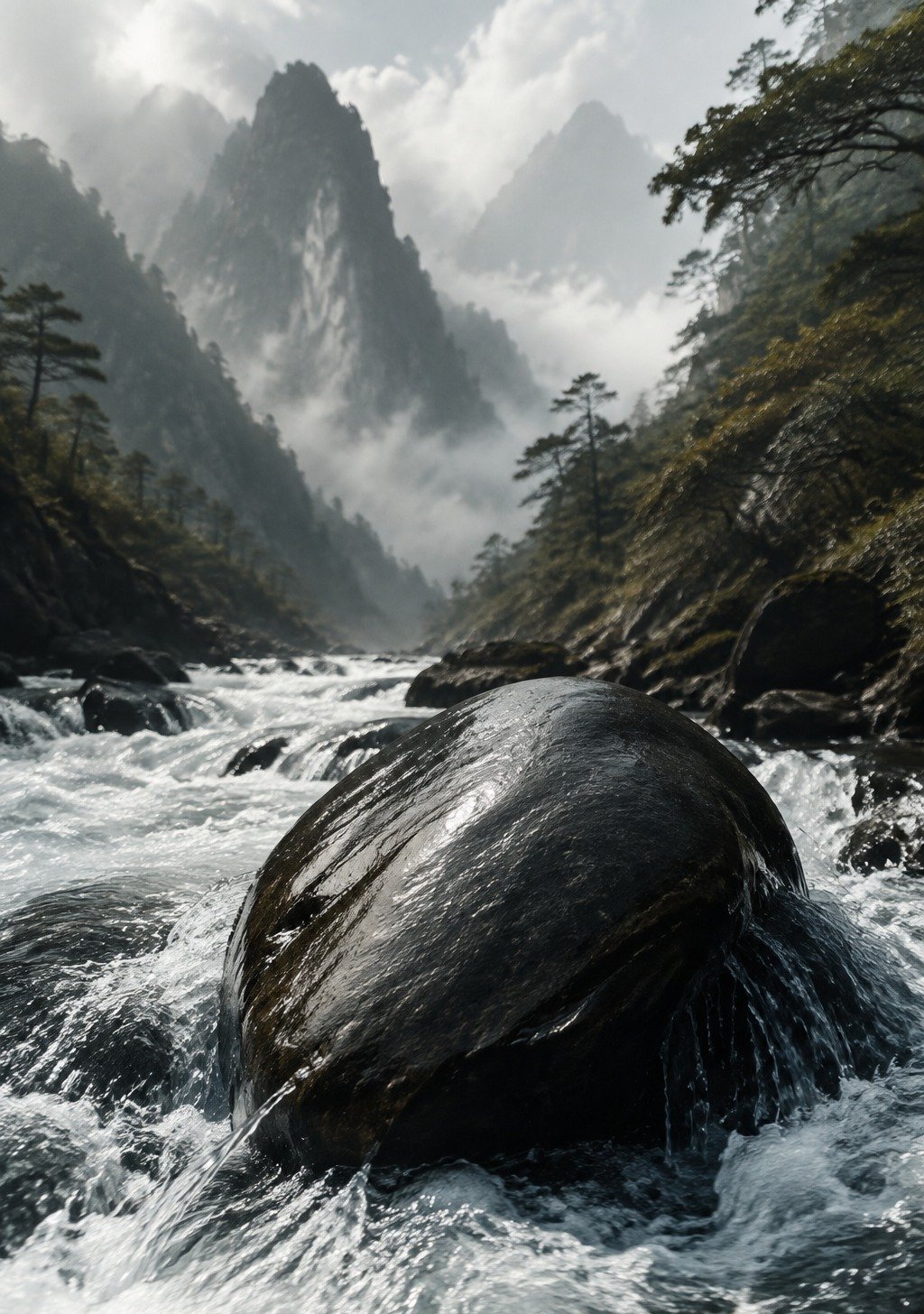 Ancient River Stones Smoothed and Rounded by Water Centuries – Patient Shaping Wallpaper