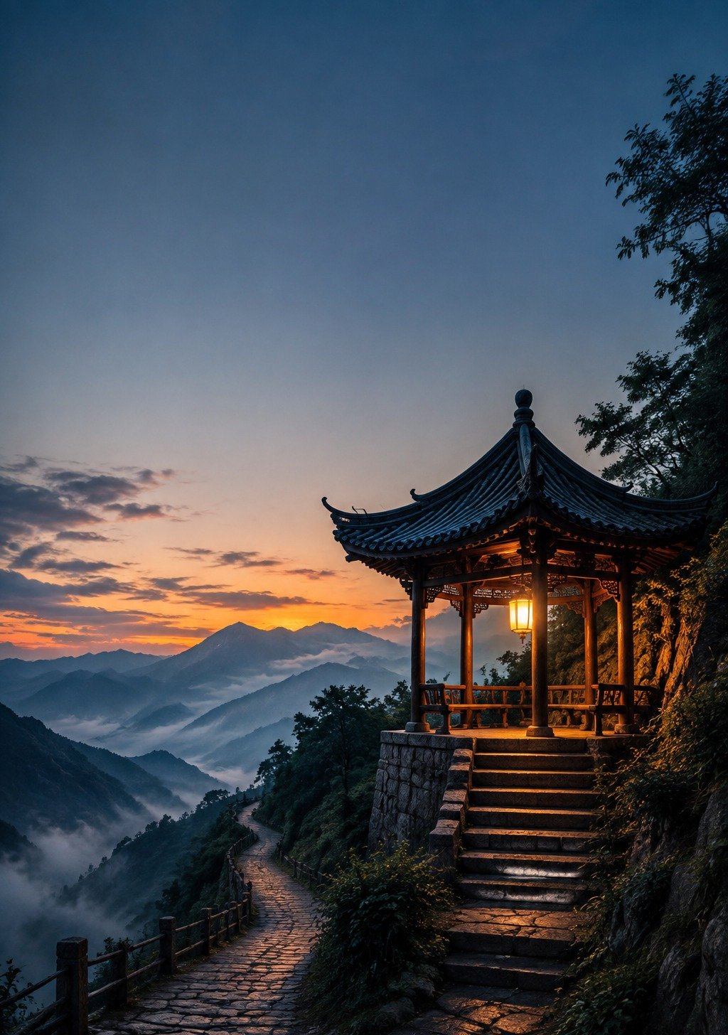Traditional Chinese Boat Crossing River to Far Shore at Dawn – Safe Crossing Wallpaper