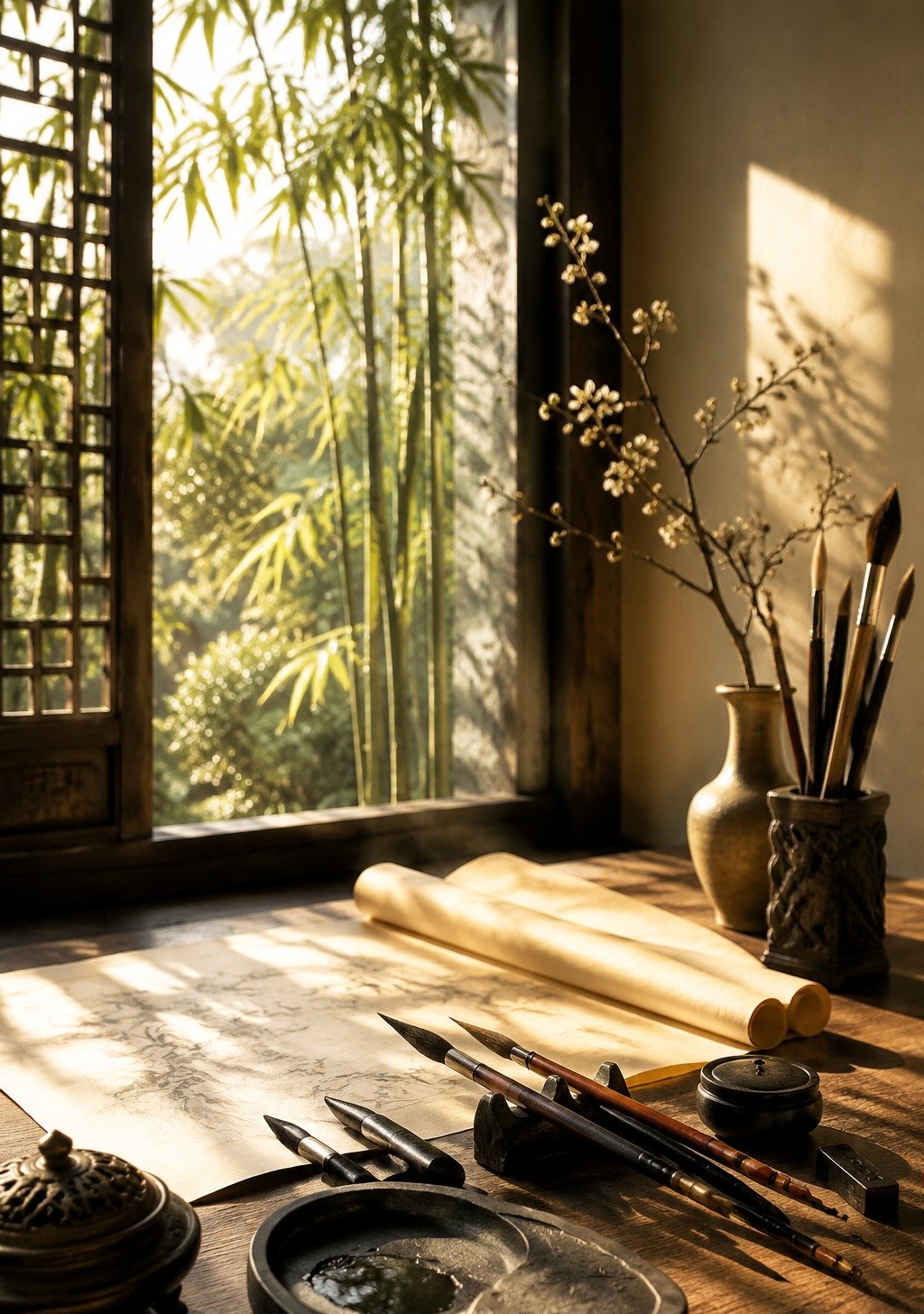 Chinese Calligraphy Master Brushstroke in Ink on Rice Paper – Skill Mastery Wallpaper