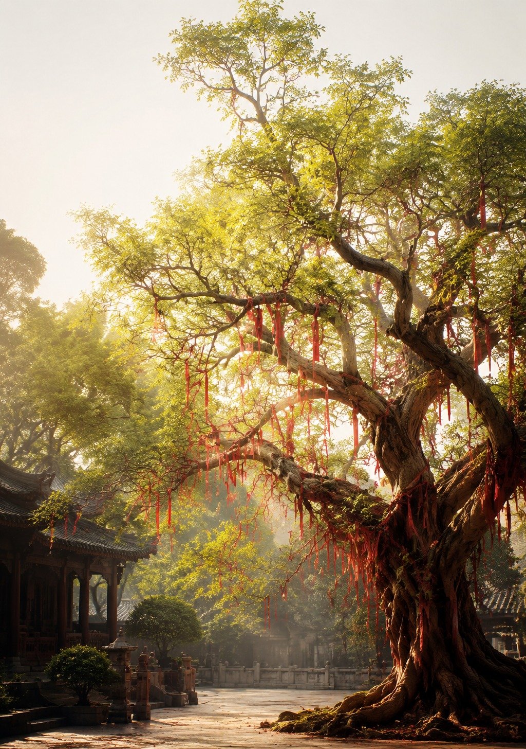 Figure Making Incense Offering at Traditional Chinese Water Temple – Blessing Wish Ritual Wallpaper